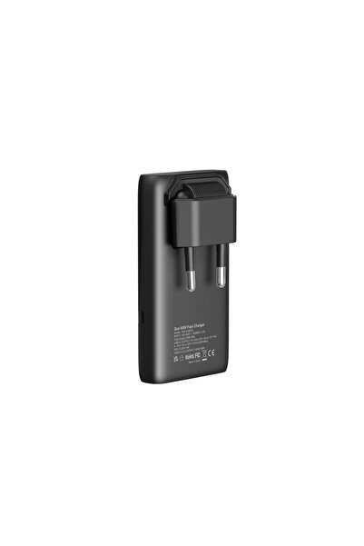 Choice شاحن جداري سريع ثنائي المنافذ بقوة 65 واط، أسود اللون، بتقنية GaN المسطحة، مزود بمنفذ USB-C، محول طاقة صغير الحجم قابل للطي