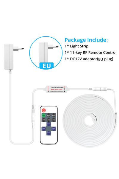 Choice شريط إضاءة نيون LED أبيض بطول 3 أمتار، مزود بقابس أوروبي، يعمل بجهد 12...