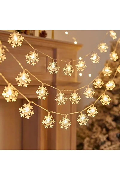 Choice سلسلة إضاءة LED دافئة بطول 10 أمتار تعمل بالبطارية/USB/20 مصباح LED على شكل ندفة ثلجية، مصباح خارجي