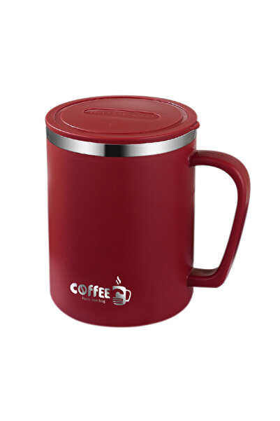 WORTHBUY 401-500ml Red 480Ml Double-Layer Insulated Coffee Mug Portable 304 Stainless Steel Thermal