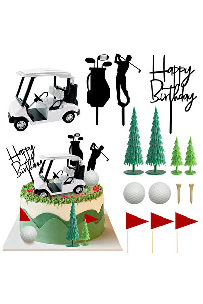 Choice 15pcs golf Green Golf Themed Birthday Cake Topper Cart Flag Golf Ball,...