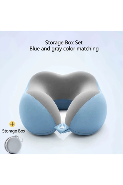 Choice وسادة رقبة مريحة على شكل حرف U باللونين الأزرق والرمادي مع جراب - مثال...
