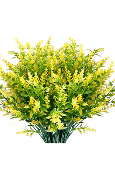 Choice 3 قطع من الزهور الاصطناعية الصفراء، نباتات بلاستيكية رخيصة من الخزامى،...