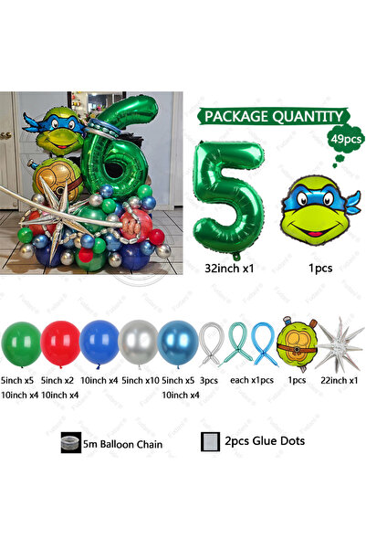 Miniso 32inch 5 49pcs Green Number 1-9years Old Teenage Mutant Ninja Turtles ...