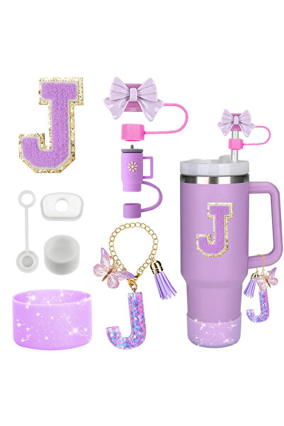 Choice مجموعة ملحقات J-Purple-8pcs لأكواب ستانلي الأرجوانية سعة 30 أونصة و40 ...