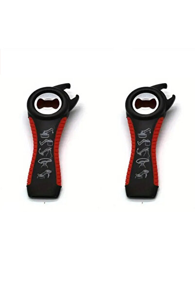 Choice قطعتان باللون الأحمر، قطعة واحدة متعددة الوظائف 5 في 1، فتاحة زجاجات وعلب بيرة، مانعة للانزلاق، دوارة لغطاء زجاجة البيرة