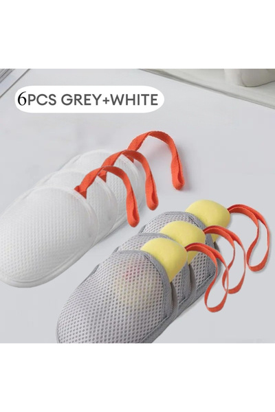 Choice ٦ قطع - أبيض ورمادي، ٦ قطع من أكياس الصابون الشبكية للعناية الشخصية مع...