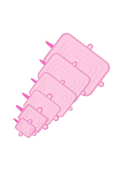 Choice أغطية سيليكون مربعة قابلة للتمدد، 6 قطع، لون وردي، ملحقات أدوات المطبخ...