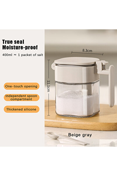 Choice برطمان توابل زجاجي رمادي اللون من هوا هوا، مقاوم للرطوبة والتسرب، وعاء...