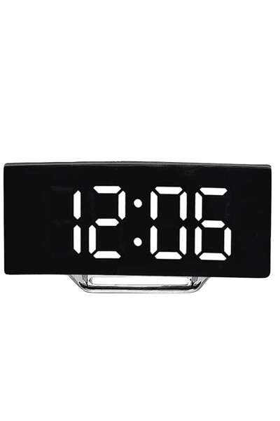 Choice WHITE LED Digital Alarm Clock Curved Screen Mirror Silent Electronic C...
