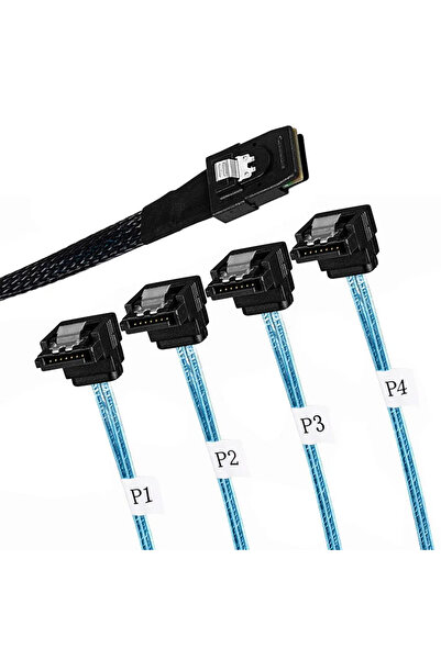 BSN 0.5m Right Angled Internal Mini SAS SFF-8087 To 4 SATA 3.0 Right Angled Converter Cable 36-Pin To 4