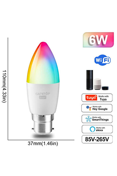 Choice نعم، مصباح LED ذكي RGB قابل للتعتيم، 85-265 فولت، C37، 6 واط، B22، متو...
