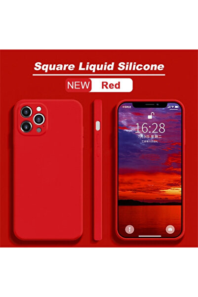Choice جراب سيليكون أصلي أحمر اللون بحواف مستقيمة لهاتف آيفون 13، متوافق مع ه...