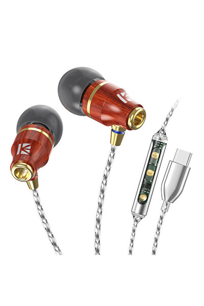 Choice سماعات أذن سلكية من خشب الكمثرى من نوع Type-C من KBEAR KW1، عالية الدق...