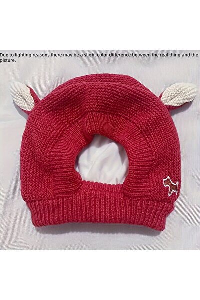 Choice قبعة حمراء هادئة للكلاب، قبعة محبوكة للكلاب لعزل الضوضاء، قبعة شتوية د...