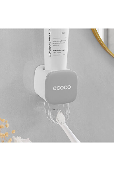 Choice رف تخزين معجون أسنان رمادي اللون، رف معجون أسنان أوتوماتيكي بالكامل، رف تخزين مثبت على الحائط، مشبك تخزين معجون أسنان مربع