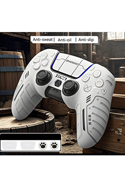 Choice white PS5 controller skin anti slip silicone sleeve protective sleeve ...