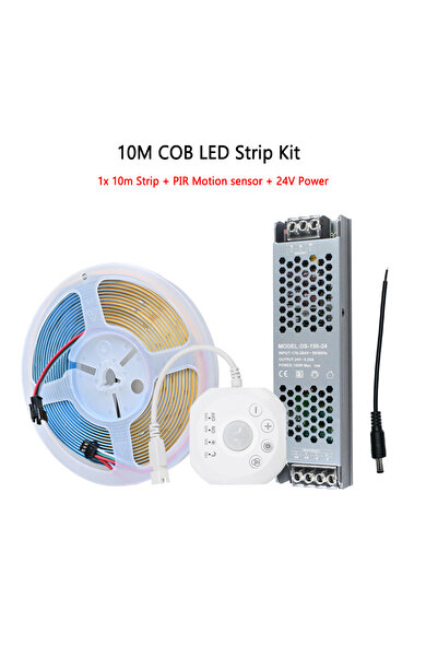 Choice شريط إضاءة LED أبيض طبيعي 4000 كلفن بطول 10 أمتار، طقم كامل 10 أمتار و20 مترًا بتقنية COB، مزود بمستشعر حركة PIR، يعمل بجهد 24 فولت.