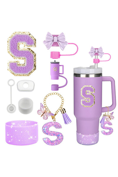 Choice مجموعة ملحقات S-Purple-8pcs لأكواب ستانلي الأرجوانية سعة 30 أونصة و40 ...