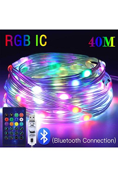 Choice سلسلة إضاءة LED RGB بطول 40 مترًا، 5 أمتار، RGB، ذكية، خارجية، للحفلات، سلك جلدي، IP65، بلوتوث، موسيقى