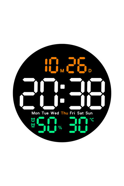 Choice 10 inch Colorful 10 Inch Remote Control Digital Wall Clock Temperature Humidity Date Week Timing Cou