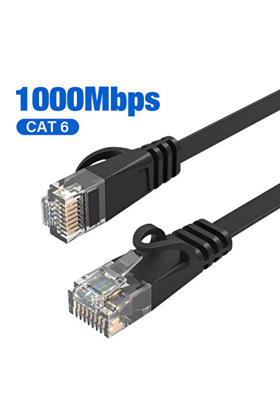 Choice كابل إيثرنت أسود بطول 10 أمتار من الفئة 6، مسطح، مزود بموصل RJ45، لتوصيل الإنترنت وشبكة LAN، مناسب لأجهزة الكمبيوتر والمودم والراوتر.