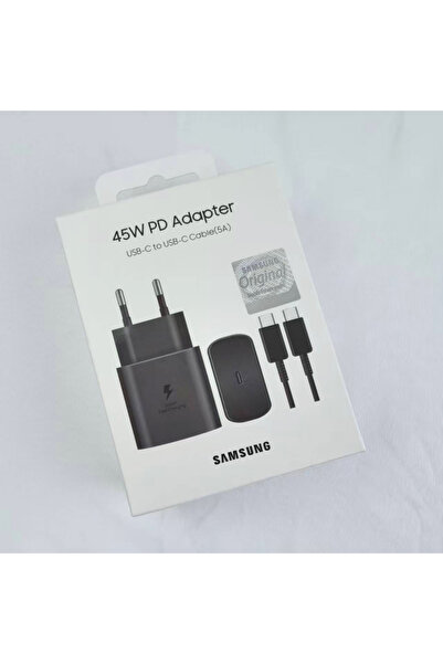 Samsung EU Set Black EP-TA845 45W PD Charger Super Fast Charge For F55 F56 M56 S25 S24 Ultra A56 A55 EU...