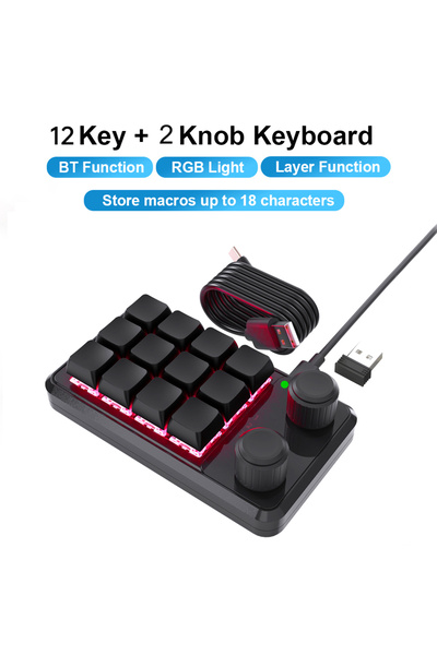 Choice Red Switch Black 2.4G 12Key Programming Macro Custom Knob Keyboard RGB 3 Key Copy Paste Mini Button