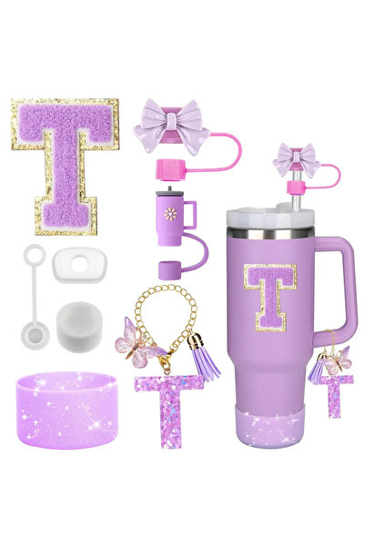 Choice مجموعة ملحقات T-Purple-8pcs لأكواب ستانلي الأرجوانية سعة 30 أونصة و40 ...