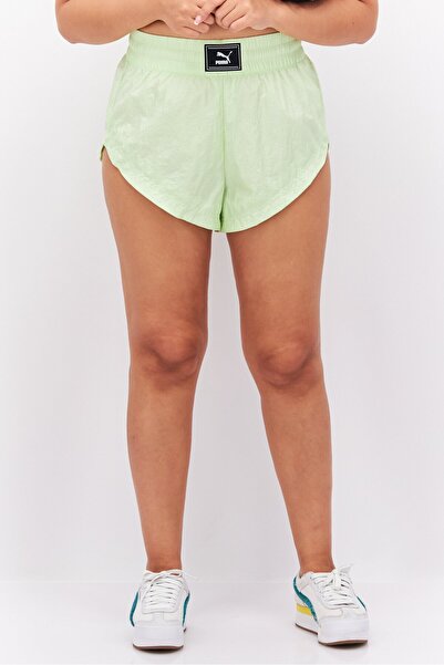 Puma Women Relaxed Fit Brand Logo Training Shorts, Light Green