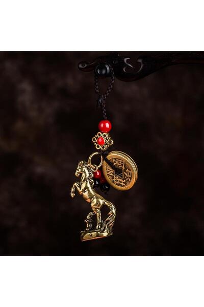 Choice A1 【M】سلسلة مفاتيح نحاسية بتصميم حصان الأبراج الصينية لعام 2026، رمز ا...