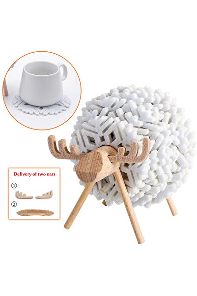 choice2 قواعد أكواب بيضاء على شكل أيل، وسادات أكواب، حصائر أكواب دائرية معزول...