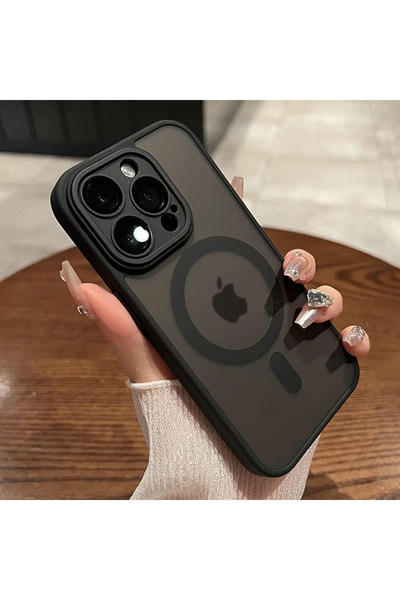 Choice جراب شحن لاسلكي مغناطيسي Magsafe Matte Armor أسود اللون لهاتف iPhone 1...