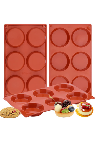Choice قالب كيك سيليكون بني بستة تجاويف، غير لاصق، قالب خبز، قالب دائري من ال...