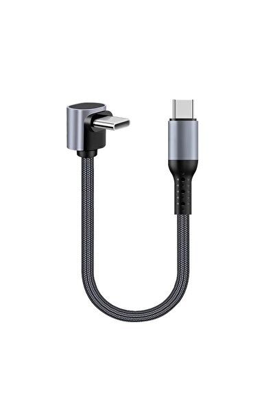Choice66 كابل USB-C إلى USB-C أسود بطول 1 متر، بزاوية 90 درجة، مجدول للشحن ال...