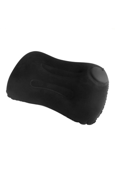 Choice وسادة رقبة قابلة للنفخ محمولة سوداء اللون، مناسبة للسفر بالسيارة أو الطائرة، لدعم أسفل الظهر، قابلة للطي.