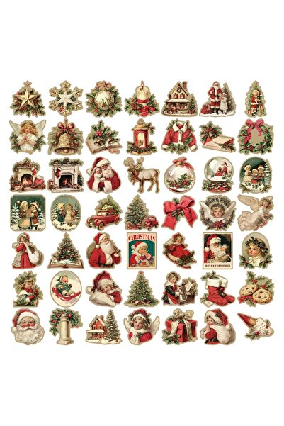 Choice ملصقات متعددة (50 قطعة) بتصميمات عيد الميلاد، ملصقات سانتا كلوز عتيقة ...