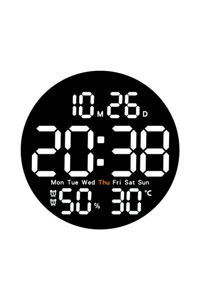 Choice 10 inch White 10 Inch Remote Control Digital Wall Clock Temperature Humidity Date Week Timing Countd