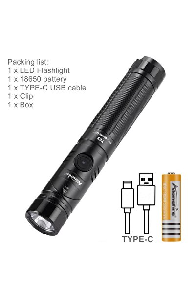 Choice مصباح يدوي تكتيكي أسود اللون، يعمل ببطارية T03-18650، بقوة 12 واط، مزود بمصباح LED من نوع SST40، قابل لإعادة الشحن عبر منفذ USB، قابل للدوران بزاوية 90 درجة، مغناطيسي