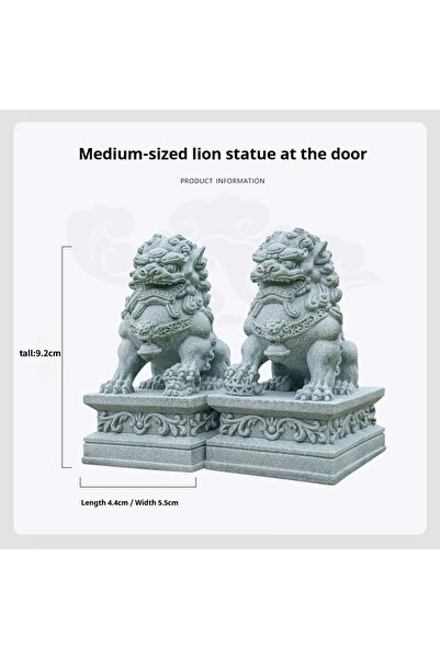 Choice1 Medium size (2Pcs) Stone Carved Lion Ornaments, Chinese Feng Shui Dec...