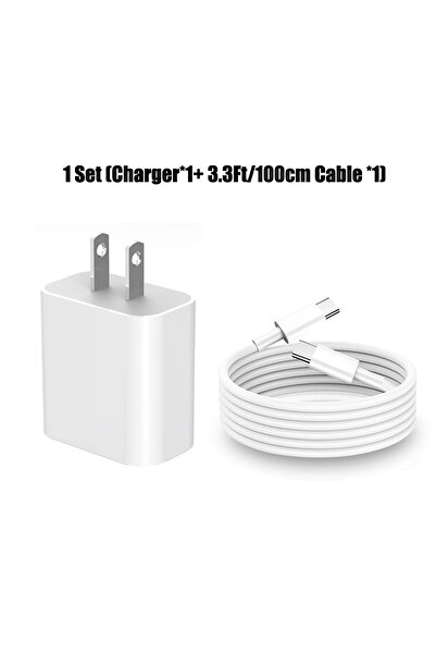 Choice شاحن أبيض، قطعة واحدة، أو قطعتين، بقوة 20 واط، بمنفذ USB-C أمريكي، شاح...