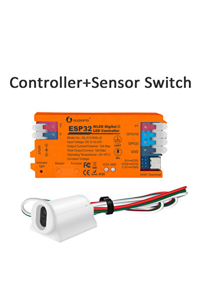 Choice 016WL-D مع مستشعر GLEDOPTO ESP32 WLED وحدة تحكم LED ميكروفون مدمج وضع ...