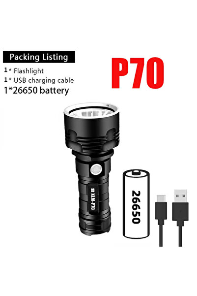 Choice P70-With Battery High Power XHP70 LED Flashlight Tactical Torch USB Rechargeable Lantern Waterproof
