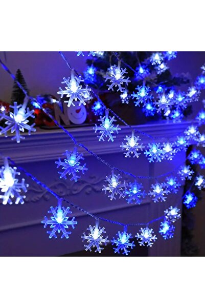 Choice سلسلة إضاءة LED بيضاء وزرقاء على شكل ندفة ثلجية لعيد الميلاد، قطعة واح...
