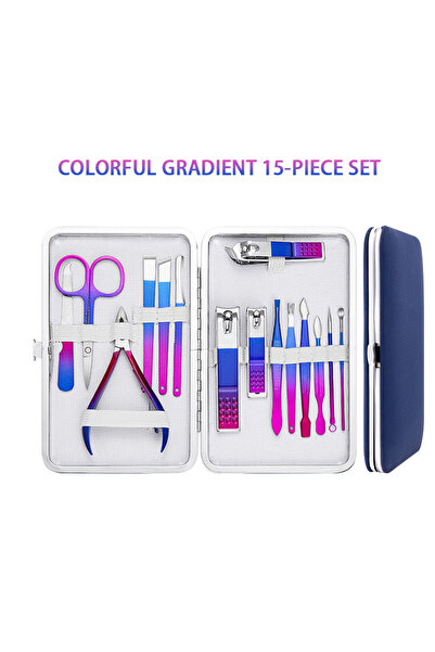 Choice4 مجموعة تجميل الأظافر والحواجب من الفولاذ المقاوم للصدأ الملون، 15 قطع...