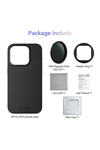Choice فلتر TELESIN CPL VND لهاتف iPhone 15 Pro و15 Pro Max مع غطاء حماية وعد...