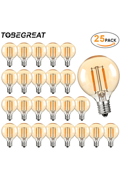 Choice عبوة من 25 مصباحًا رقم 2700K أبيض دافئ E12 DC12V 1.5W G40 LED DC 12V م...