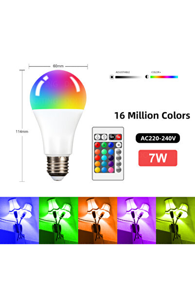 Choice نعم، مصباح LED RGB بقاعدة E27، 220 فولت، 7 واط، مزود بخاصية التحكم الذ...