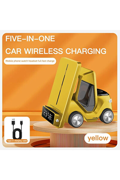 Vikefon Choice Yellow 5-in-1 Wireless Charger Alarm Clock Time For iPhone 16 ...