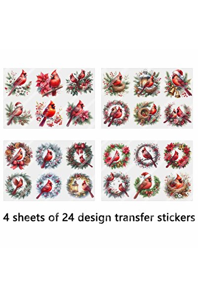Choice ملصقات متعددة الألوان (4 قطع) بتصميم طائر الكاردينال الأحمر لعيد الميل...